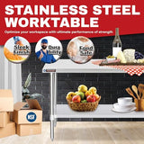 DuraSteel 24x60 Inch Stainless Steel Table - Kitchen Island Workstation with Adjustable Shelf - NSF Certified Work Table - Cooking & Laundry Prep DuraSteel