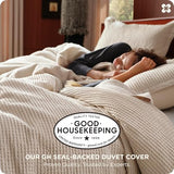 Bedsure Cotton Duvet Cover King - 100% Cotton Waffle Weave Beige Duvet Cover King Size, GentleSoft™ and Breathable Bedding Set for All Season, 3 Pieces, 104"x90" Bedsure