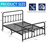 erosoei Metal Full Single Bed Frame with Storage Space, 74.8" in Steel Bed Frame with Protective Foot Pads, Strong Bearing Capacity Full Size Bed, Easy Assembly, Underbed Storage Space（43.3 inch） erosoei