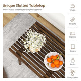 Tangkula Wood Coffee Table, Farmhouse Acacia Wood Cocktail Table with Slatted Tabletop for Living Room, Rectangle Center Tea Table for Small Spaces, Easy Assembly, 39 x 18 Inch (Rustic, Brown) Tangkula