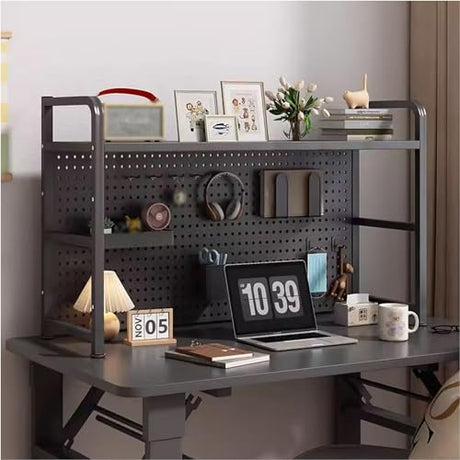 Desktop Bookshelf Organiser with Steel Frame - Efficient Storage for Home and Office, Black (55x20x68cm) WoodArtSupply