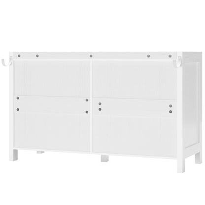 Hasuit White Dresser for Bedroom with LED Lights, Large Capacity Wooden Storage Cabinet, Chest of 6 Drawers, 6 Drawer Dresser for Hallway, Entryway - WoodArtSupply