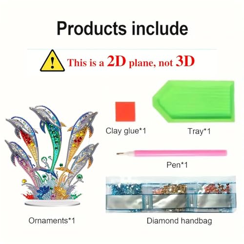 LIULIMI DIY 5d Diamond Painting Kits,Special Shaped Crystal Diamond Art Kit,Stand Up Acrylic Tabletop Ornament Making kit,Two-Sided Diamond dotz Painting,Great Holiday Gift（Dolphins） LIULIMI