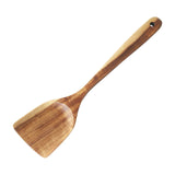 FJNATINH Large Wooden Wok Spatula, 13 Inch Natural Teak Long Handle Turner Coated Natural Resin, Handmade for Non-stick Cookware FJNATINH