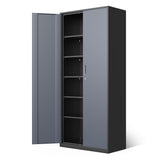DNA MOTORING Metal Storage Cabinet, 71'' Locking Cabinet with 5 Adjustable Shelves, Metal Cabinet Heavy Duty Utility Cabinet for Garage,Office,Home,Gym, Gray Black, TOOLS-00632-GY-BK DNA MOTORING