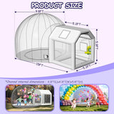 10ft Inflatable Bubble House Dome with Tunnel for Kids, Clear TPU Balloon Tent for Parties, Includes 450W Air Blower & 600W Air Pump SAYOK
