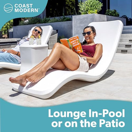 GoSports Coast Modern in Pool Lounge Chair - Waterproof & Weighted Chaise Lounger - Outdoor Pool Furniture for Patio or in Baja Shelf GoSports