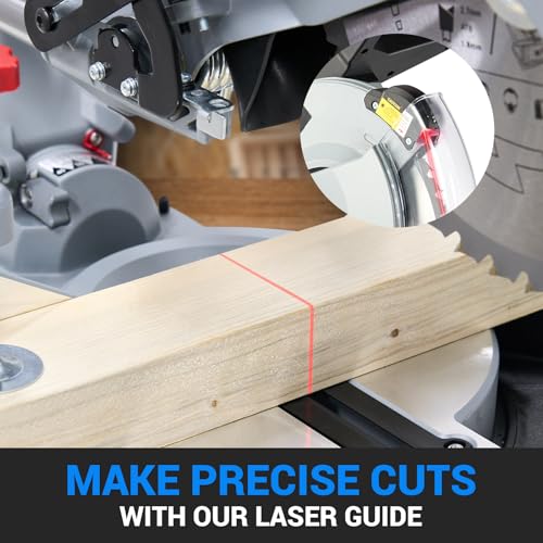 NOVORIK 12" Double Bevel Compound Sliding Miter Saw, Double-Bevel Corded Miter Saw with Laser Guide & 15-Amp Heavy-Duty Motor, Sliding Miter Saw with TCT Saw Blade for Woodworking novorik