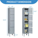 BIZOEIRON 4 Doors Locker for Employees, Metal Locker Storage Cabinet for Home Office School Gym, Lockable, Require Assembly (Grey) BIZOEIRON