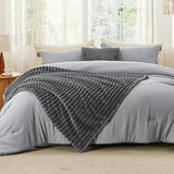 Bedsure Full Comforter Set 5 Pieces - Bed in a Bag with Fleece Throw Blanket and Decorative Pillow, Lightweight Bedding Comforter Sets, All Season Bedding, Dark Grey Bedsure