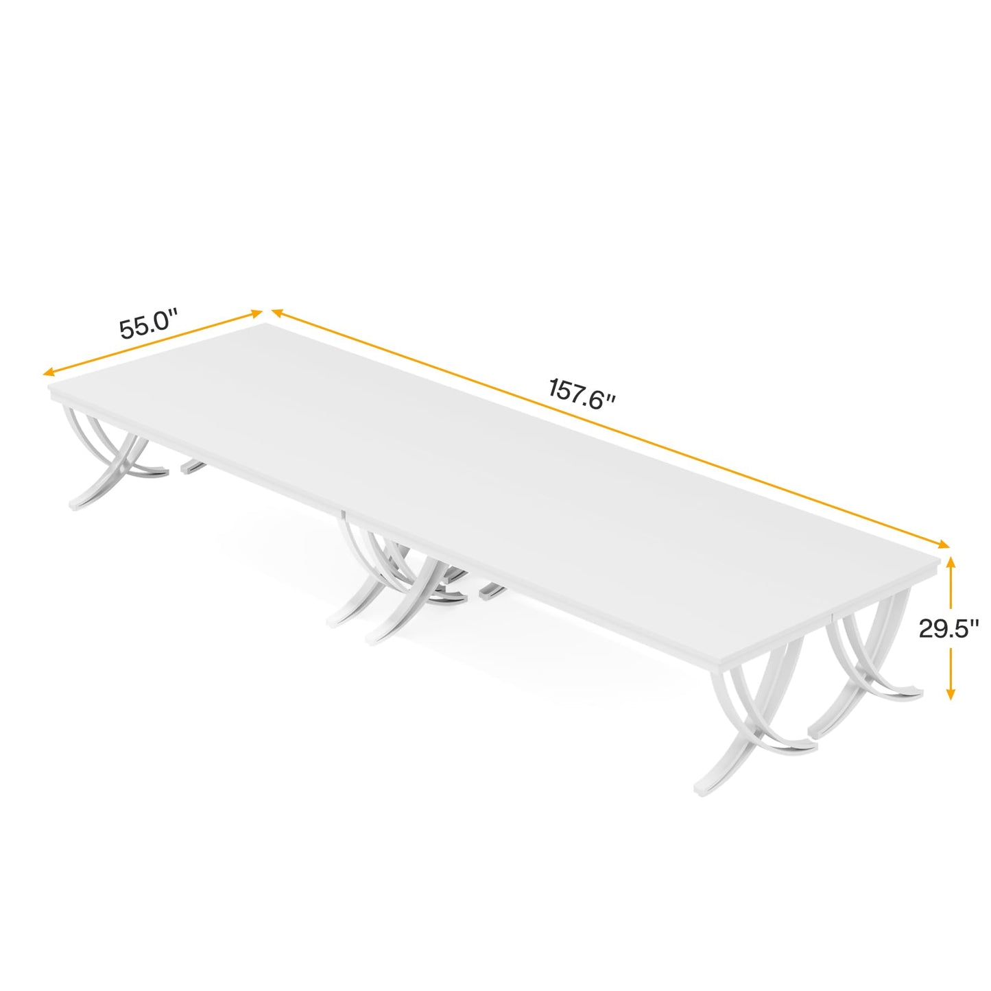 Tribesigns 13FT Conference Table for 12-16 People, 157 inch Long Rectangular Seminar Table with Strong Metal Frame, Business Furniture Boardroom Desk for Office Meeting Conference Room (4PCS, - WoodArtSupply