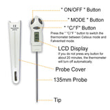 allsun Digital Meat Thermometer with Stainless Steel Probe, High Precision °C/°F Cooking Thermometer for Kitchen, Food & Home Use allsun