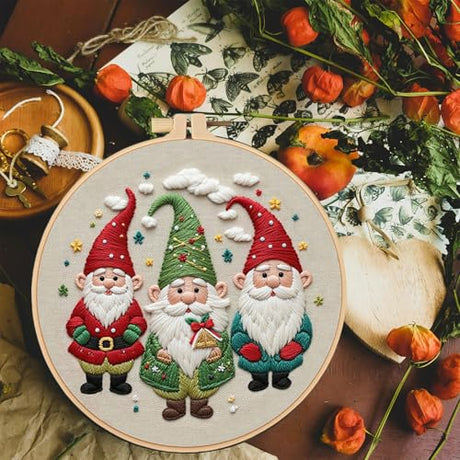 Smart-Feather 3 Sets Holiday Embroidery kit for Beginners, Hand Embroidery Kits for Adults with Hoop, DIY Art Project Craft Kit (Season) Smart-Feather