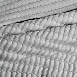 WDCOZY Grey Pick Stitch Twin Size Quilt Set, Striped Channel Lightweight Soft All Season Bedspread, Bamboo Linen Like Textured Coverlet, Farmhouse Country Rustic Bedding, Thin Comforter WDCOZY