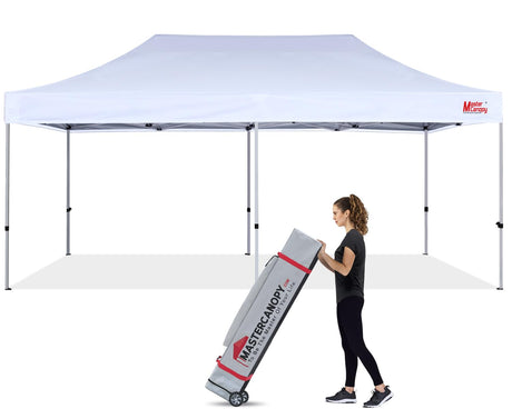 MASTERCANOPY Pop Up Canopy Tent Commercial Grade 10x20 Instant Shelter (White) MASTERCANOPY