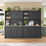 71" Tall kitchen Pantry Storage Cabinet, Modern Kitchen Hutch with 3 Pull-out Drawers, Kitchen Pantries with Microwave Stand & Door Shelf, Food Pantry with Adjustable Shelves for Dining Room (Black) Gyfimoie