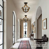 WOAEKR 13.1" Modern Farmhouse Hanging Pendant Lighting, 4-Light Rustic Interior Flush Mount Ceiling Light Fixture, Vintage Chandelier for Hallway Foyer Dining Room Entryway Kitchen Island Bedroom WOAEKR
