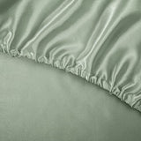 TREELY 6 Piece Queen Size Satin Sheets Set - Silky Smooth Sage Green With Deep Pocket, Fitted Sheet, Flat Sheet, 4 Pillowcases TREELY