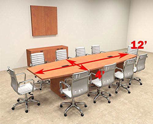 Modern Boat Shaped 12' Feet Conference Table, OF-CON-C123 UTMOST FURNITURE