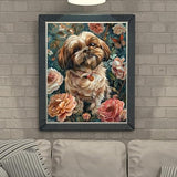 XTXGERL Shih Tzu Rose and Butterfly Paint by Numbers Kit for Adults 16x20 Inch Without Frame, DIY Oil Painting by Number, Adult Paint by Number Kits on Canvas for Wall Decor XTXGERL