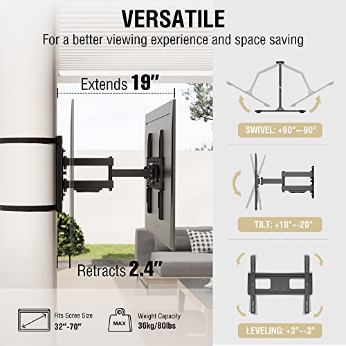 ZeboZap ZZTVA2044 NO Drill Full Motion Outdoor TV Mount | Gazebo TV Mount | Patio TV Mount | Pergola TV Mount | Square Post TV Mount | Stainless Steel Screws | Weatherproof | Holds 80lbs | Black CondoMounts