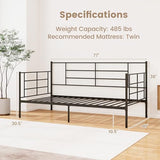IFANNY Daybed Frame, Metal Twin Size Platform Bed with Heavy Duty Slat Support, Space-Saving Sofa Bed Frame for Living Room Bedroom Guest Room, No Box Spring Needed - Black IFANNY