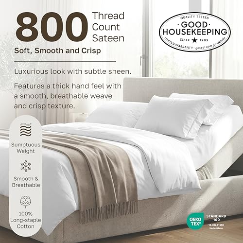 California Design Den Split King Sheets Sets for Adjustable Bed - Buttery Soft 800 Thread Count 100% Cotton Set, Sateen Bedding Set with Durable Twin XL Fitted Sheets - Blue California Design Den
