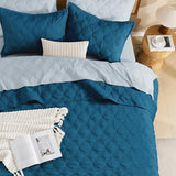 Litanika King Size Quilt Bedding Set - Teal Lightweight Comforter Bedspreads & Coverlets Turquoise - Bedding Cover Bed Decor All Season - 3 Pieces (1 Quilt, 2 Pillowcases)