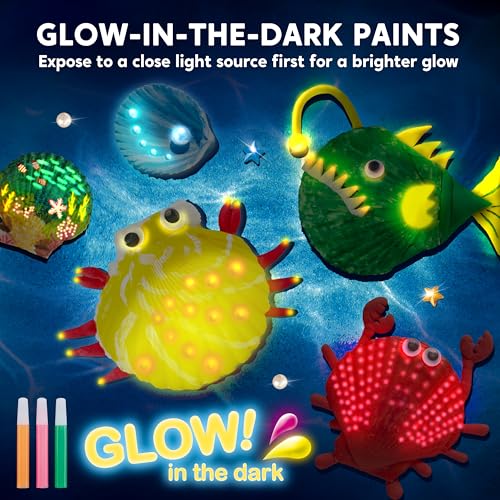 Klever Kits 12 Kids Sea Shell Painting Kit-Glow in The Dark-Arts & Crafts for Boys and Girls Ages 6-12, Art Supplies, Kids Craft Paint Kits, Creative Art Toys for Kids Christmas Birthday Part - WoodArtSupply