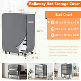 COSHNIBI Rollaway Bed Storage Cover,Heavy Duty Waterproof Storage Cover with Zipper for Single Cot Size 32-Inch Folding Bed,33" L x 14" W x 44" H,Grey COSHNIBI