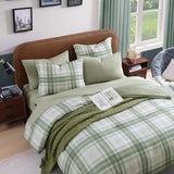 AMBERSPACE Full Size Comforter Sets, Green Plaid Bedding Set 7 Piece for Boys Girls Teen, Classic Homestead-Style Kids Comforter Set Bed in A Bag with Sheets, Pillowcases & Shams AMBERSPACE