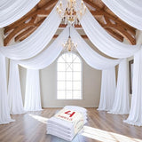 20 ft×20 ft White Ceiling Curtain Drapes for Weddings Parties, Wrinkle Free Polyester Draping Fabric White Drapery for Party Tent Canopy Hotel Banquet Hall Ceiling Decor-4 Panels 5×20ft leegleri