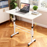 Wintline Portable Standing Desk, Adjustable Height 27.5"-43.3", Small Rolling Desk with Lockable Wheels, Foldable Computer Desk for Home Office, Space-Saving Laptop Table, White Wintline