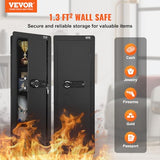 VEVOR 42.91" Tall Wall Gun Safe, 4-Tier Hidden Gun Safe with Keypad & Fingerprint, 3 Removable Shelves & 6 Key Holders, Q235 Cold-Rolled Steel Gun Safe with LED Light, Vibration Alarm, Holster & Stock VEVOR