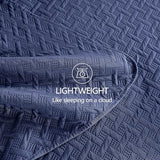 FLYMME King Size Quilt Set - Soft Navy Blue Quilts Lightweight Microfiber Bedspread - Classic Basket Weave Pattern Bedspreads Coverlet 3 Pieces for All-Season (1 Quilt, 2 Pillow Shams) FLYMME