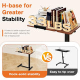 Sweetcrispy Small Standing Desk Rolling Table Adjustable Height, Laptop Mobile Stand with Wheels, Portable Computer Workstation with Tiltable Desktop for Teacher Classroom Home Office, Brown Sweetcrispy