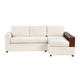Christopher Knight Home Davinz 87.4" L-Shaped Sectional Sofa, Chenille 3 Seater Couch, Sectional Couches with Chaise Lounge, Upholstered Sofa Couch with Reversible Armrests for Living Room, Beige Christopher Knight Home