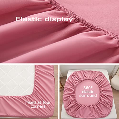 Bedding Twin Size Fitted Sheet Only - Deep Pocket - Fits 15inches Bed Matress Sheet- Bottom Sheet - Soft and Microfiber-Easy Care - Lotus Root Starch rushrushlulu