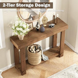 WINWYY Solid Wood Console Table, 42.5" Farmhouse Entryway Tables Thickened Tabletop and Legs Rustic Narrow Behind Couch Skinny Sofa Table for Living Room, Hallway, Entry WINWY