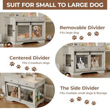47" Dog Furniture Crate, Large Furniture Style Dog Crate for Large/Medium/Small Dogs (Retro Grey, One Cage) Garvee