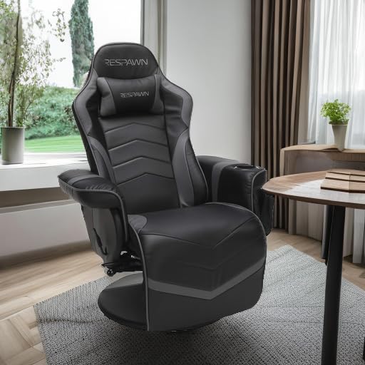 RESPAWN 900 Gaming Recliner - Video Games Console Recliner Chair, Computer Recliner, Adjustable Leg Rest and Recline, Recliner with Cupholder, Reclining Gaming Chair with Footrest - Gray RESPAWN