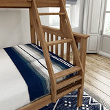 Plank+Beam Classic Wooden Bunk Bed Twin Over Full Size, Platform Bed Frame with Bunk Bed Ladder and Wood Slats for Adult, Space Saving Bed, Easy to Assemble, No Box Spring Needed, Pecan Plank+Beam
