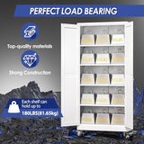 AUEYTVR 71" Tall Metal Garage Storage Cabinet with Wheels and Locking Doors and Tall Rolling Steel Tool Cabinet with 4 Adjustable Shelves for Garage,Home,Office,Shop (White) AUEYTVR