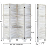 AMBITION LAND Room Divider with Shelves, Privacy Screen, Room Dividers and Folding Privacy Screens, 4 Panel Wood Temporary Wall Partition Separation Separator, Coconut AMBITION LAND