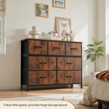 Sweetcrispy 7 Drawer Dresser with Fabric Bins Fabric Storage Tower Organizer for Bedroom Closet Hallway Entryway Tall Chest of Drawers with Steel Frame Wood Top Easy Pull Handles,Rustic Brown Sweetcrispy