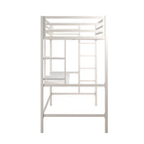 Novogratz Maxwell Metal Twin Loft Bed with Desk & Shelves, Off White/Off White Novogratz