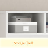 WOODTIME Extra Large Hall Tree with Bench and Shoe Storage, Multi-Purpose Entryway Bench with Coat Rack, Adjustable Shelves, 6 Double Hooks and 21 Open Compartments, White WOODTIME