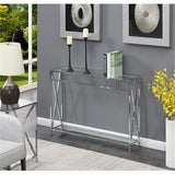 Convenience Concepts Oxford Chrome Console Table 42" - Contemporary Modern Sofa Table with Storage Shelf, Narrow Entryway Hall Table for Living Room, Bedroom, Bathroom, Glass/Chrome Convenience Concepts