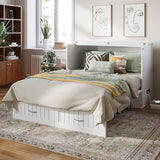 AFI, Southampton Murphy Bed Chest Full with 6" Mattress, Built-in USB Charger & Storage Drawer, White AFI