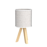 HAITRAL Small Table Lamps - Wooden Tripod Nightstand Lamps Set of 2 for Bedroom, Living Room, Office, Home with Fabric Linen Shade HAITRAL